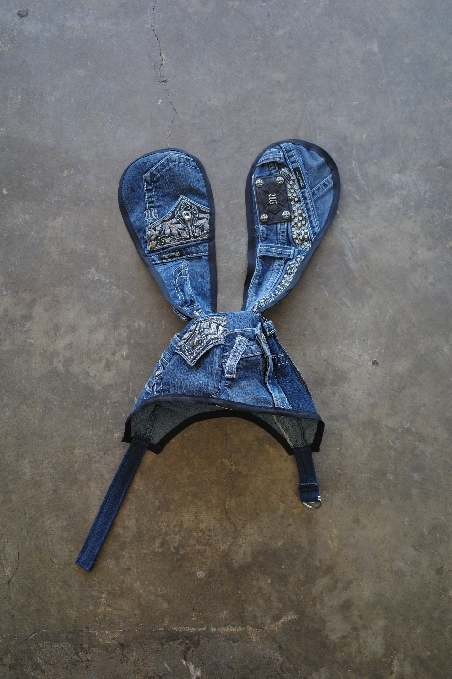 nag nag Bunny Ear Hat made with vintage  Y2K missme jeans