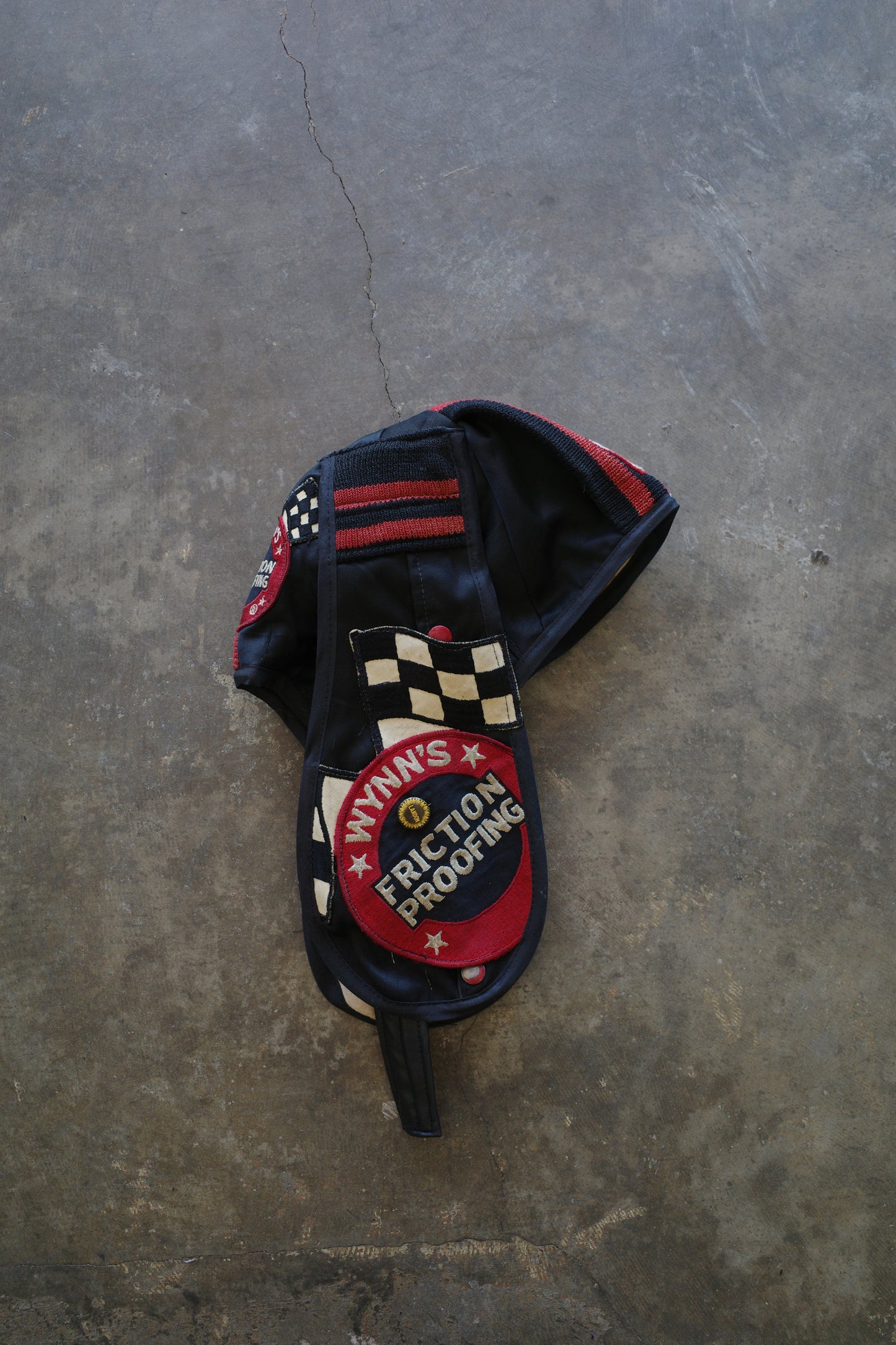nag nag Bunny Ear Hat made with vintage Varsity Jacket and Patches, vintage pins