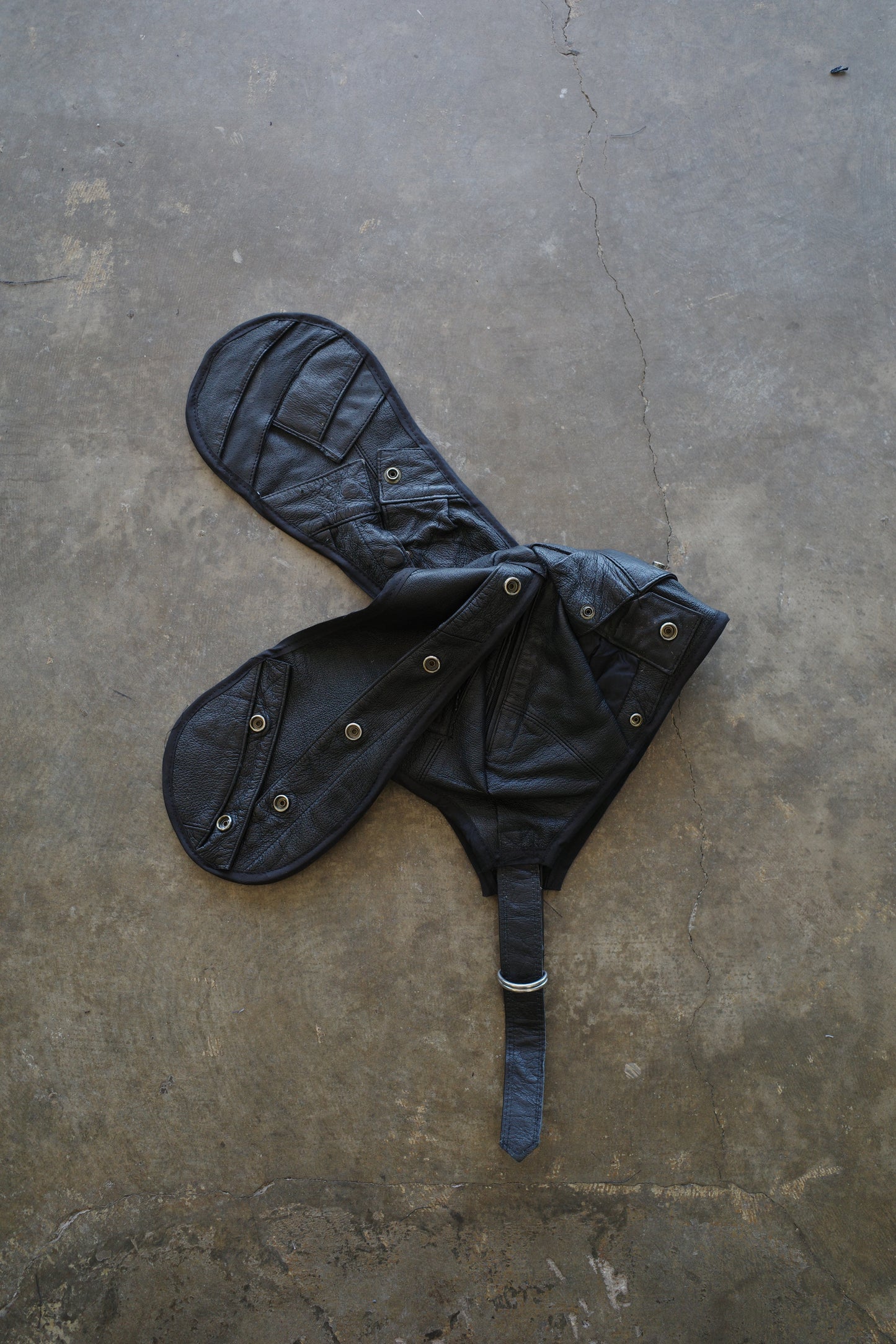nag nag Bunny Ear Hat made with vintage  Harley Davidson Leather Biker  jacket