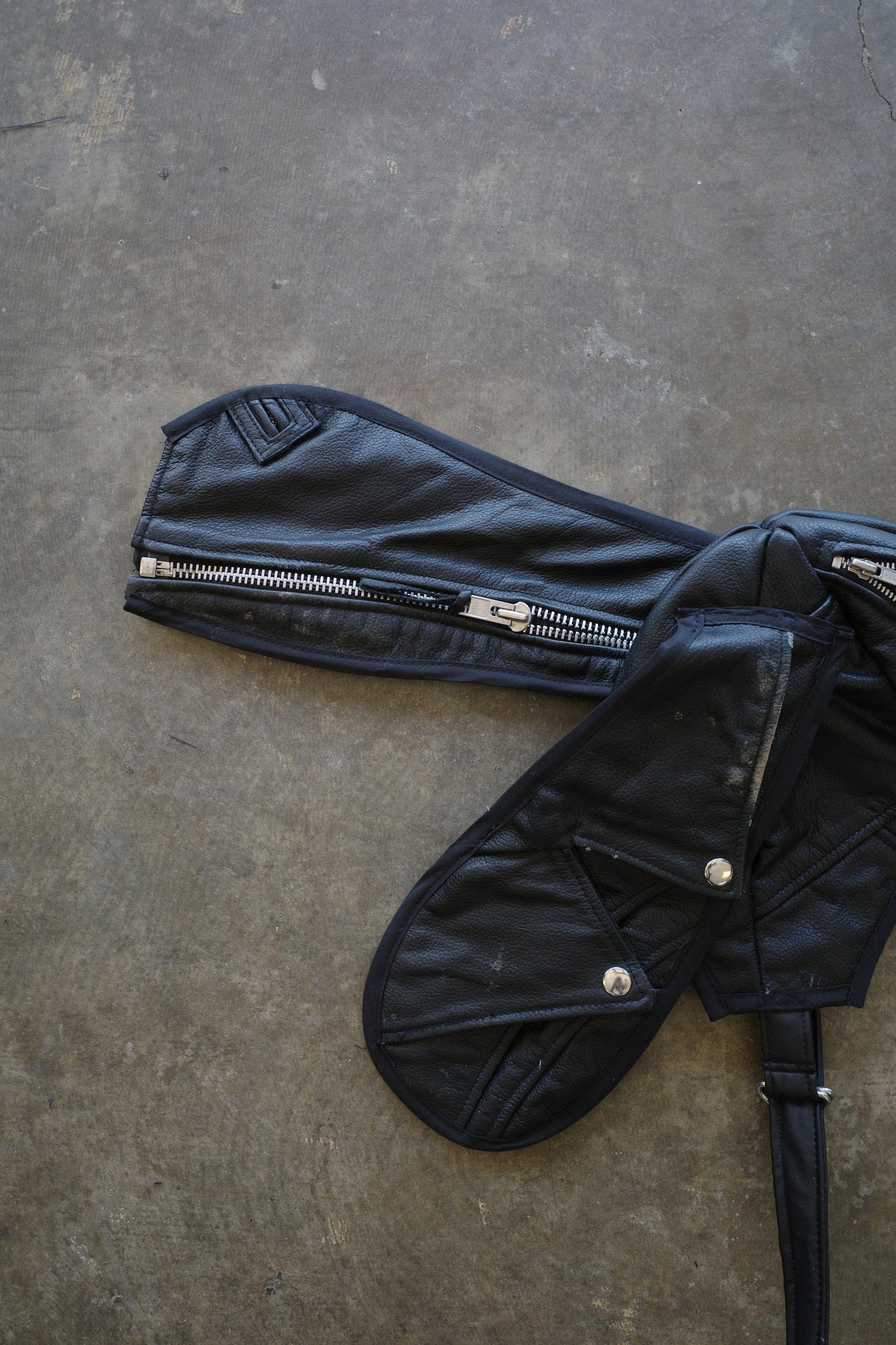 nag nag Bunny Ear Hat made with vintage  Leather Biker  jacket