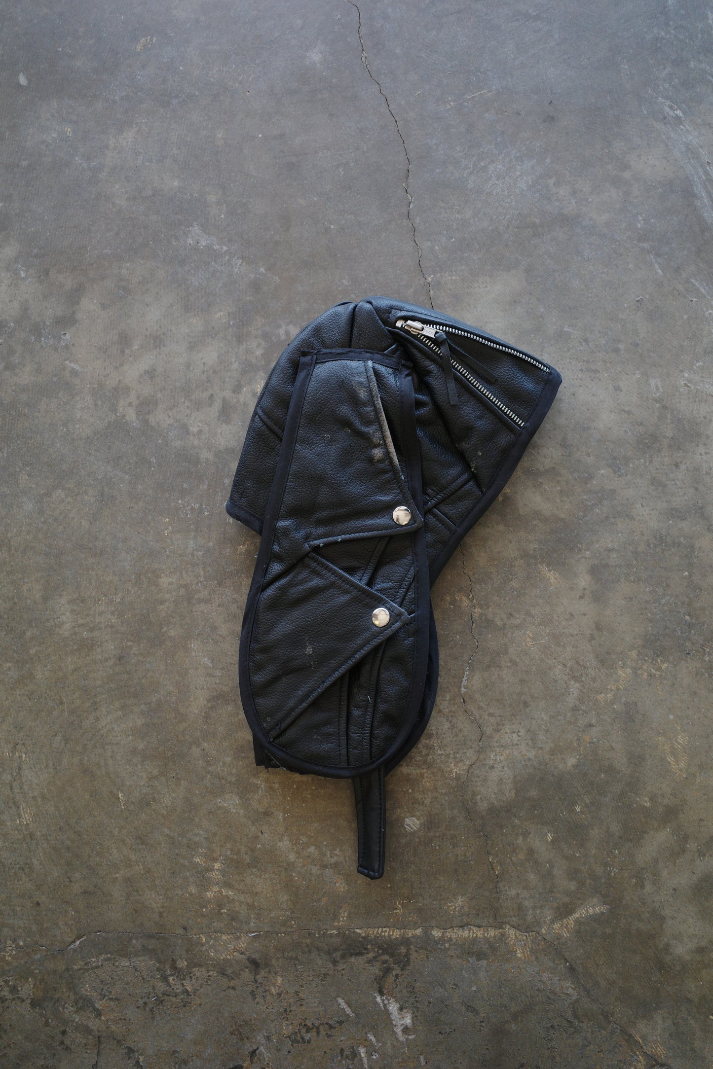 nag nag Bunny Ear Hat made with vintage  Leather Biker  jacket