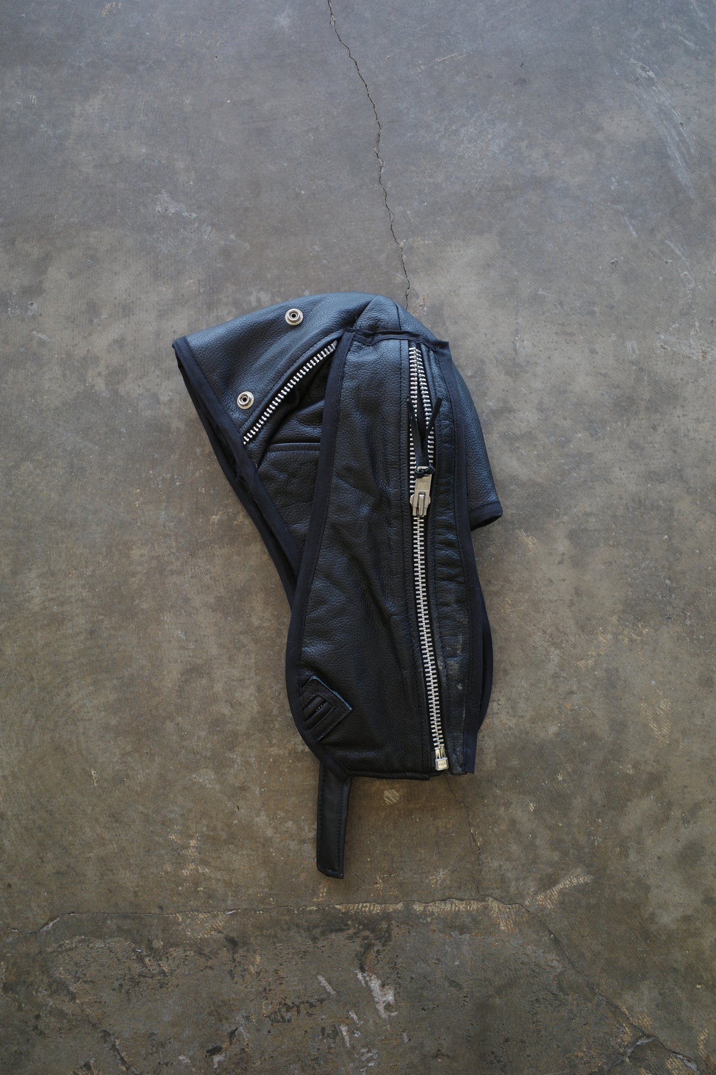 nag nag Bunny Ear Hat made with vintage  Leather Biker  jacket