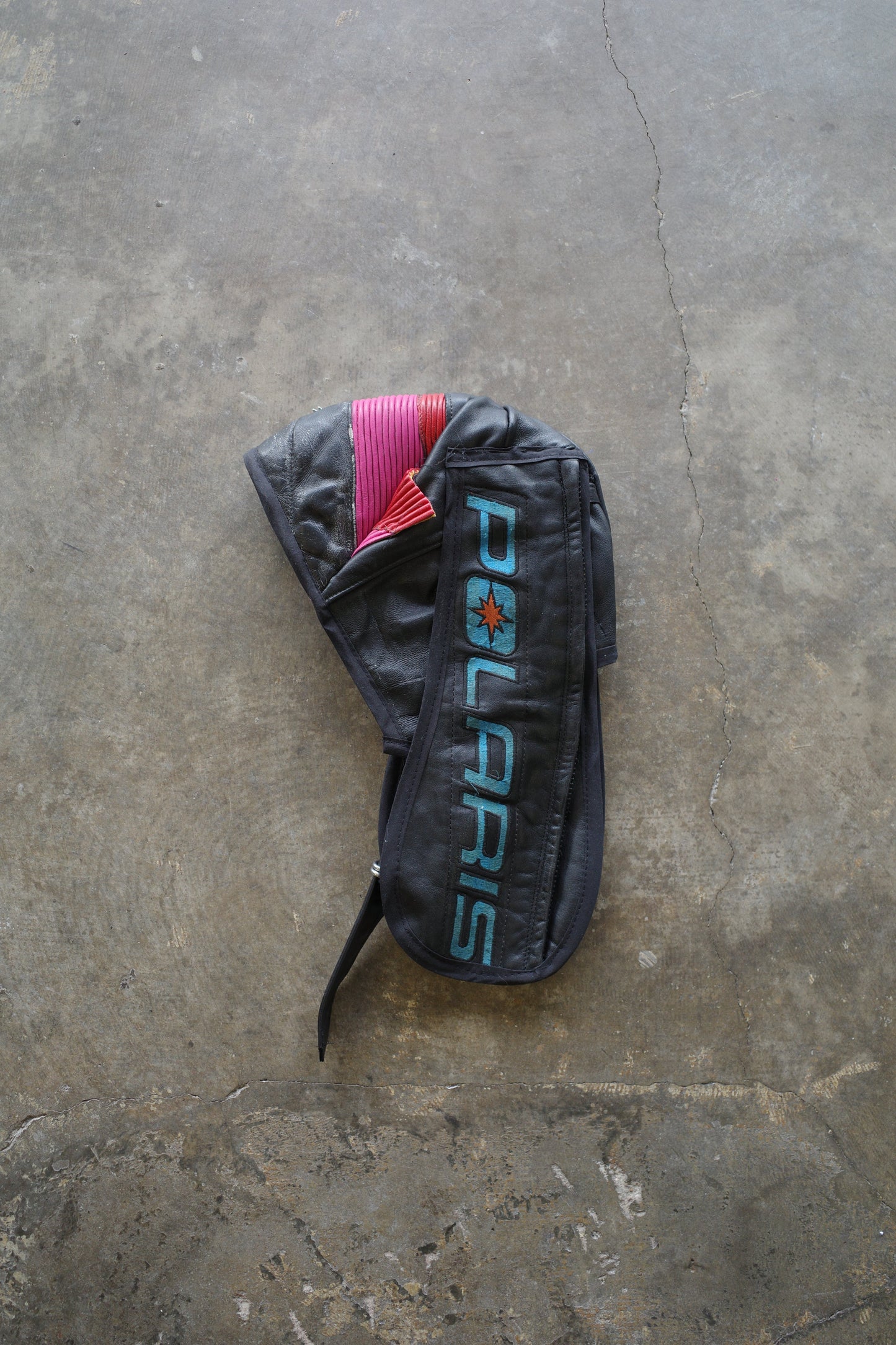 nag nag Bunny Ear Hat made with vintage  POLARIS leather biker coverall