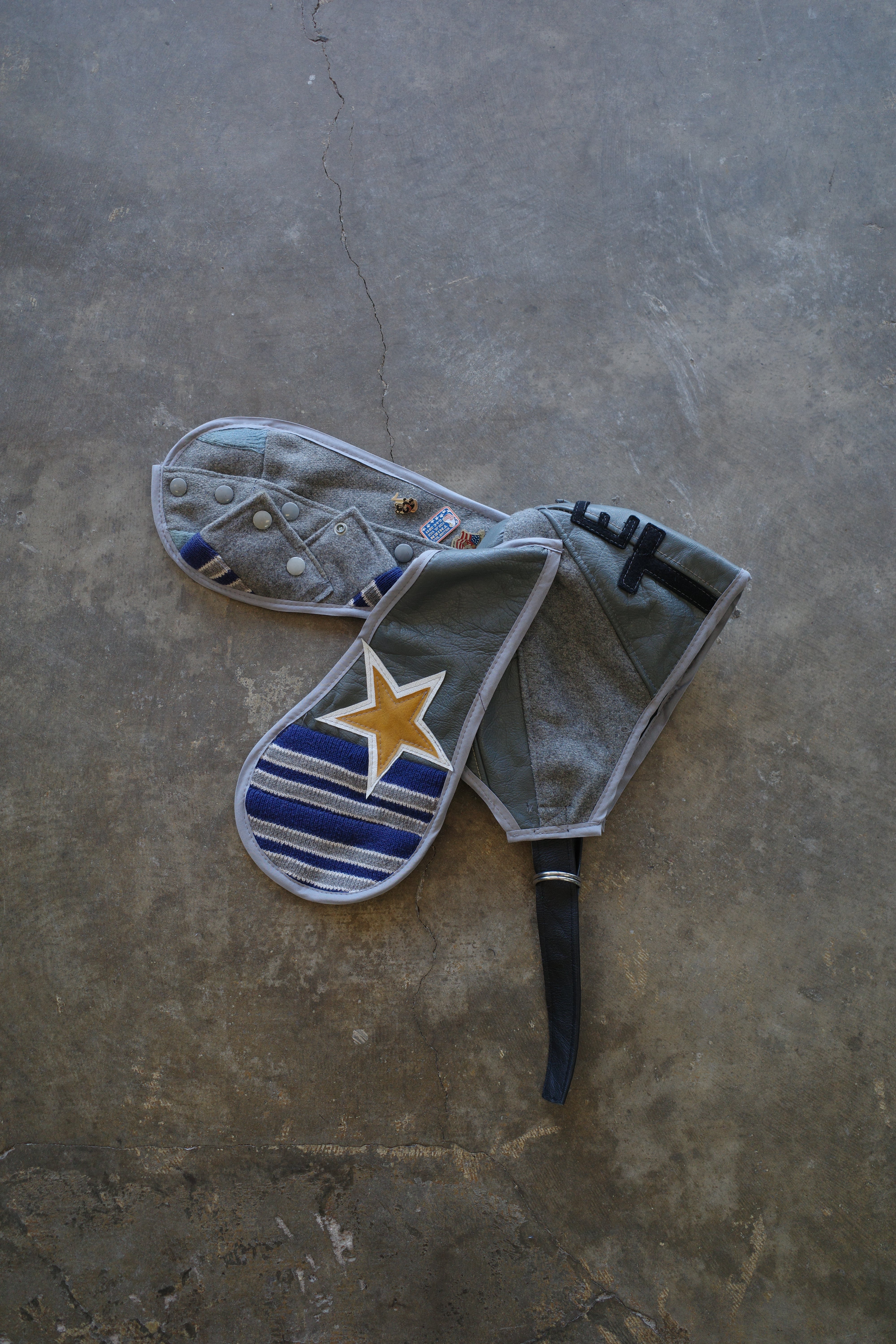 nag nag Bunny Ear Hat made with vintage Varsity Jacket and Patches, vi ...