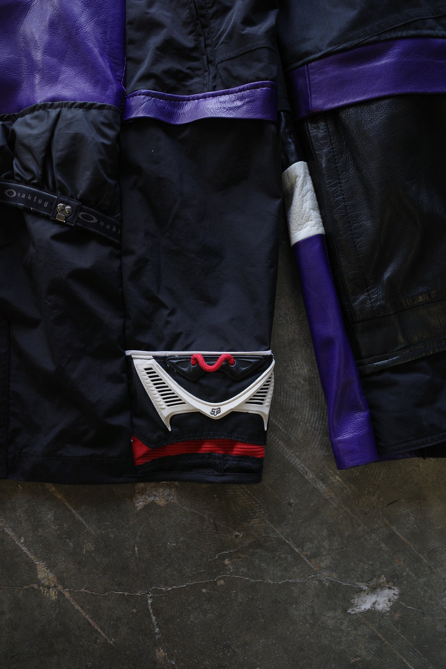 Wide Legged nag nag Pants(L)/made with vintage FOX racing pants. leather trim