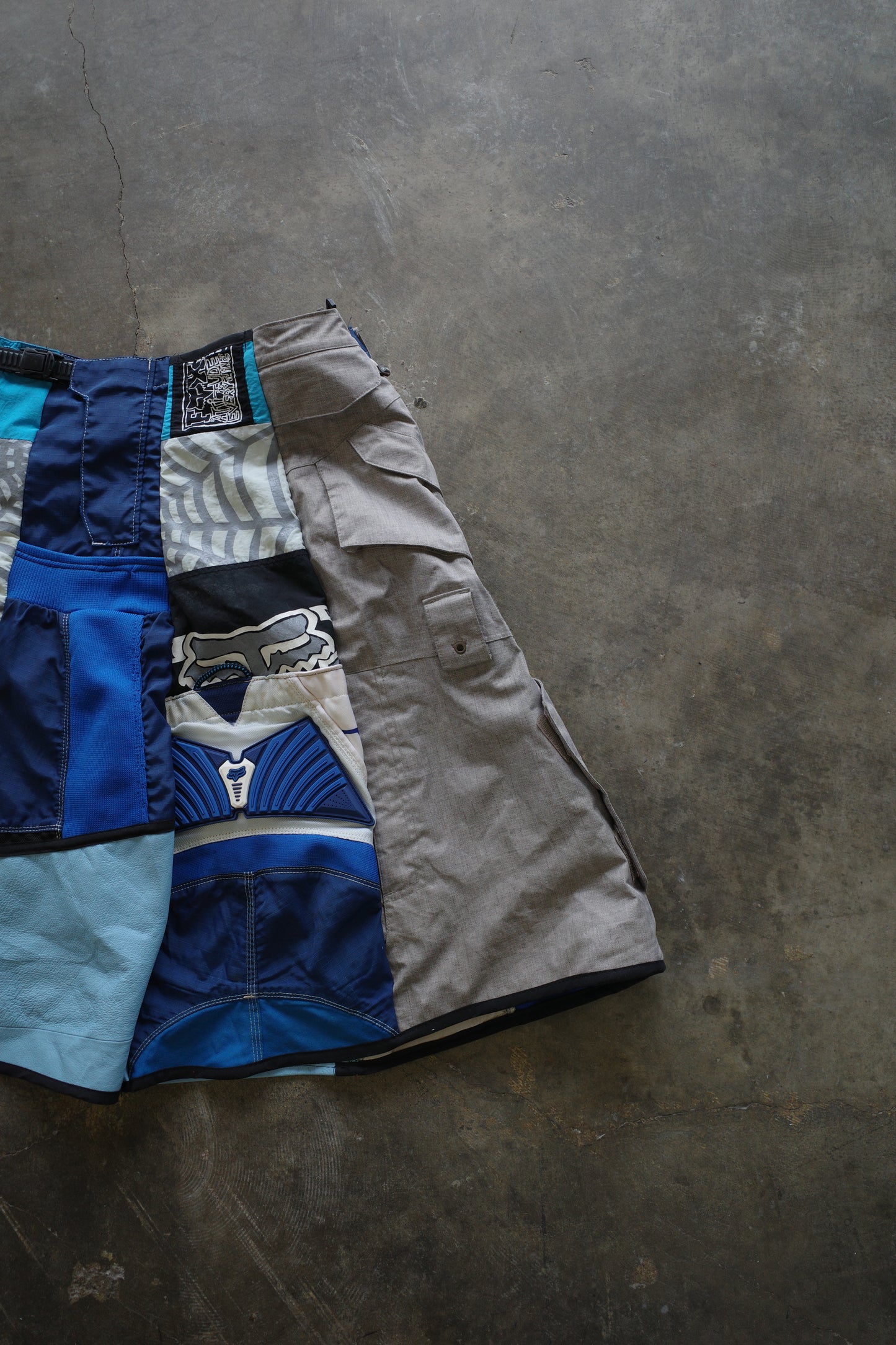 nag nag Baggy Shorts (34)/made from vintage FOX motorcycle racing pants and Leather trim