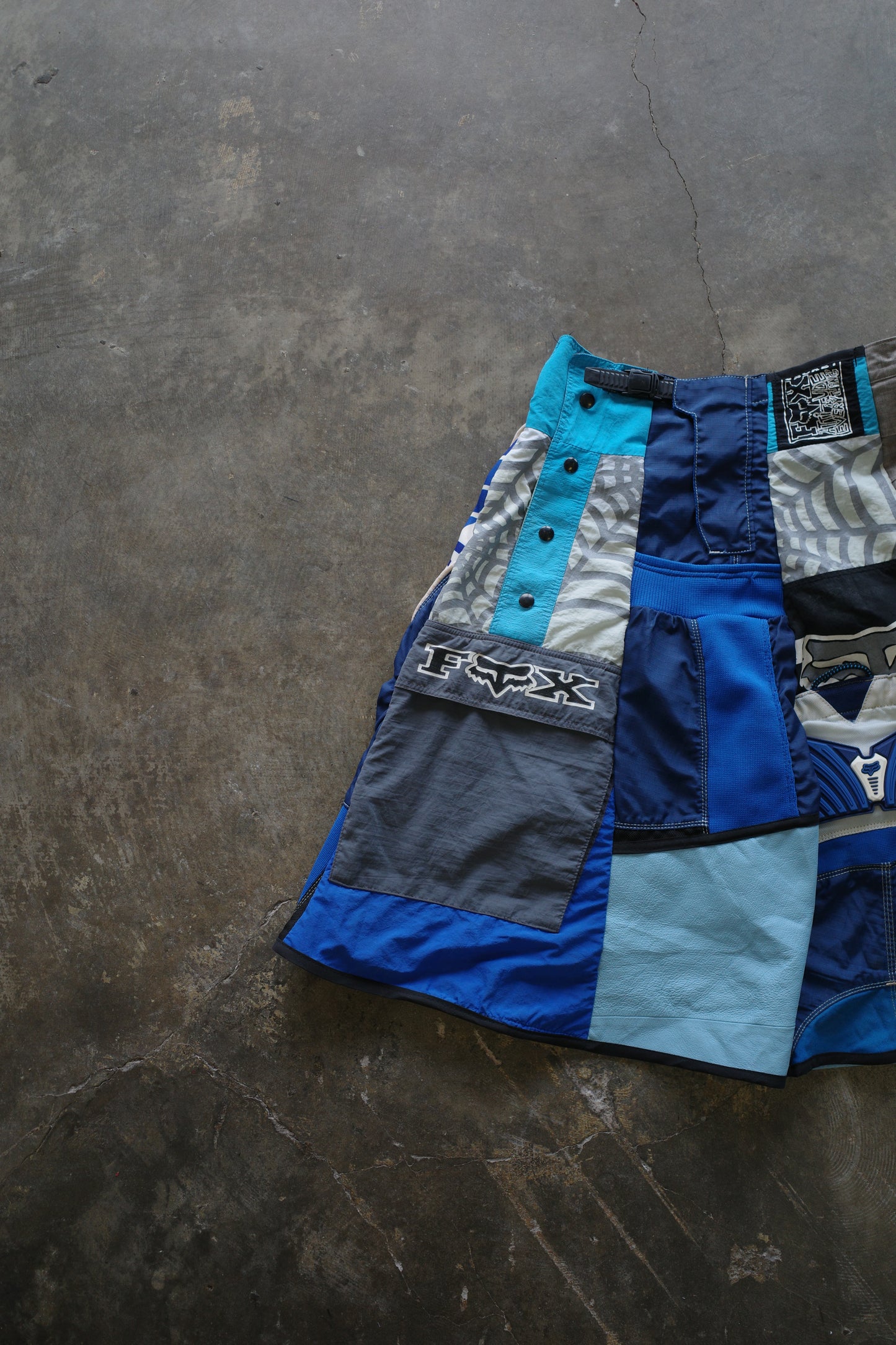 nag nag Baggy Shorts (34)/made from vintage FOX motorcycle racing pants and Leather trim