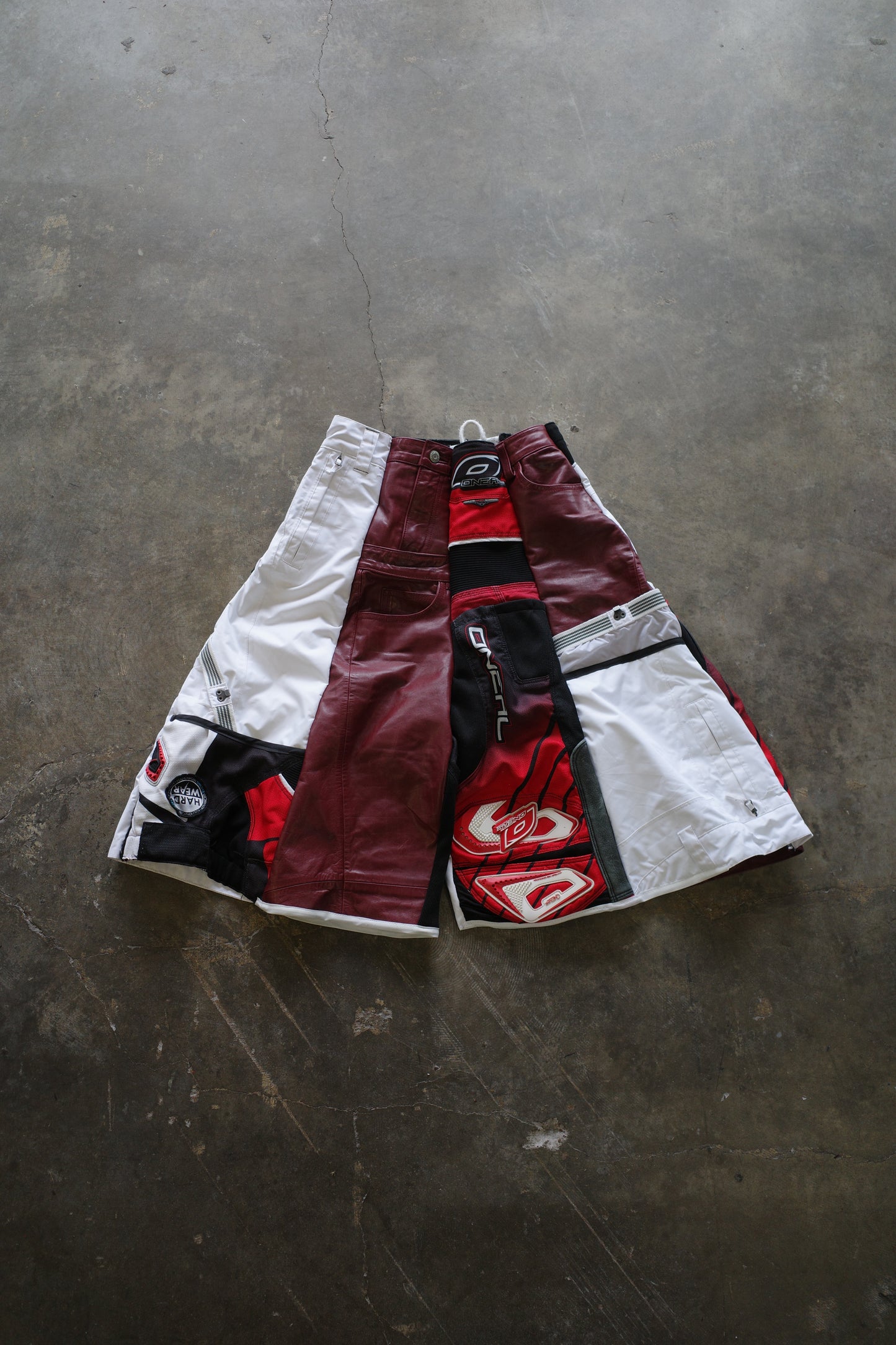 nag nag Baggy Shorts (30)/made from vintage ONEAL motorcycle racing pants and Leather trim