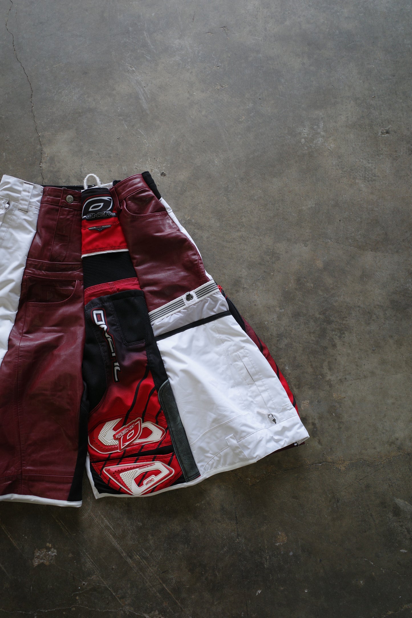 nag nag Baggy Shorts (30)/made from vintage ONEAL motorcycle racing pants and Leather trim