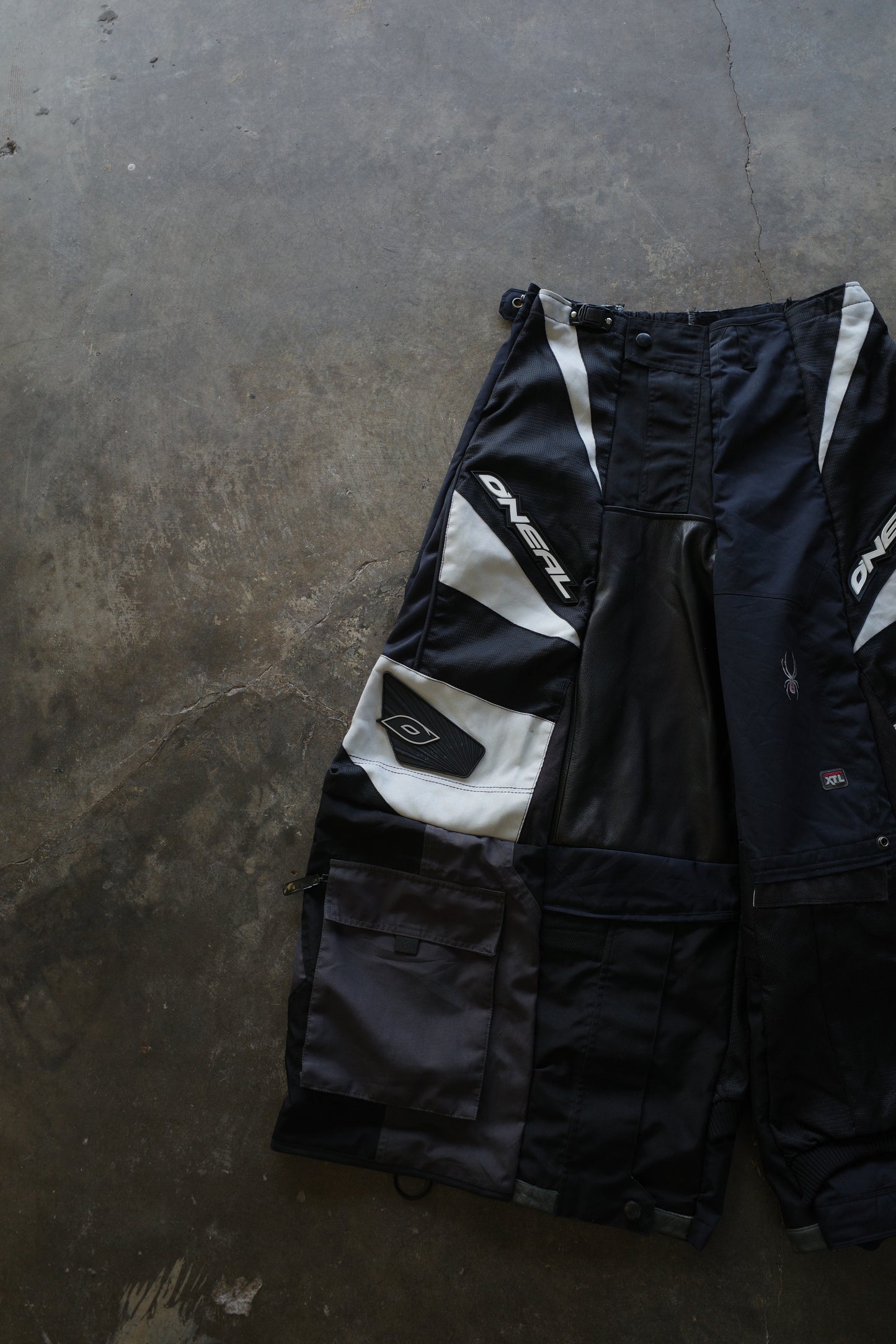 Wide Legged nag nag Pants(L)/made with vintage ONEAL racing pants w leather trims