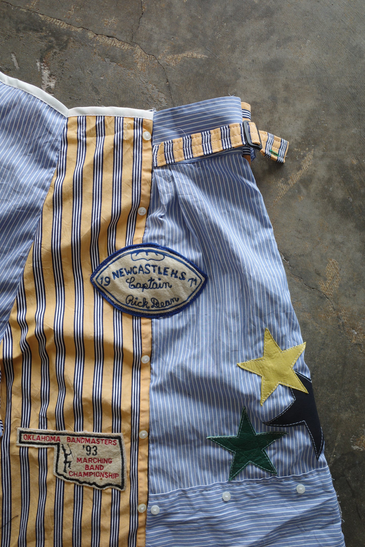 nag nag patched Baggy Shorts (34)/made w vintage striped shirt and vintage patches