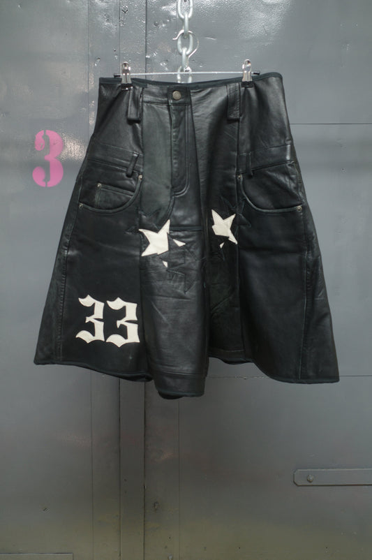 33 leather baggy shorts (32)33BS5