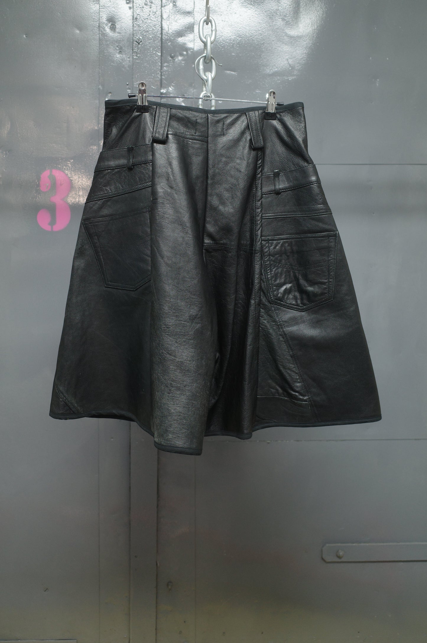 33 leather baggy shorts (32)33BS5