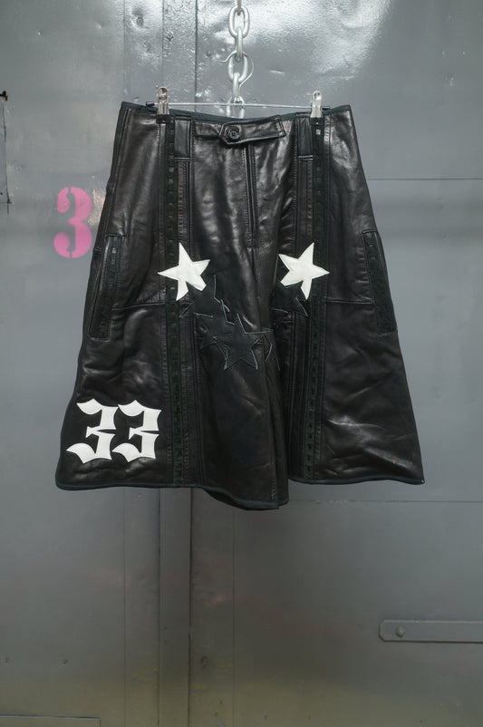 33 leather baggy shorts (32)33BS6