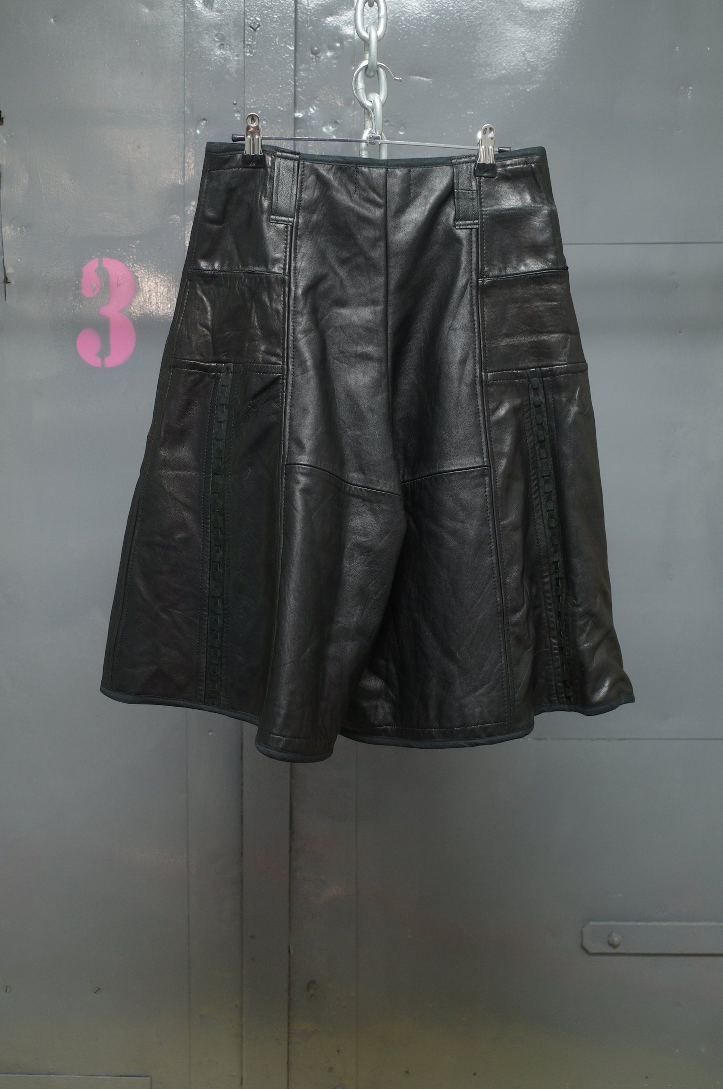 33 leather baggy shorts (32)33BS6